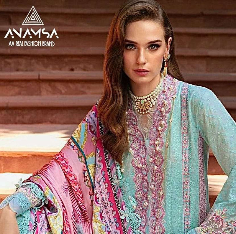 Anamsa 524 Jam Cotton Heavy Embroidered Sequence Work Suit