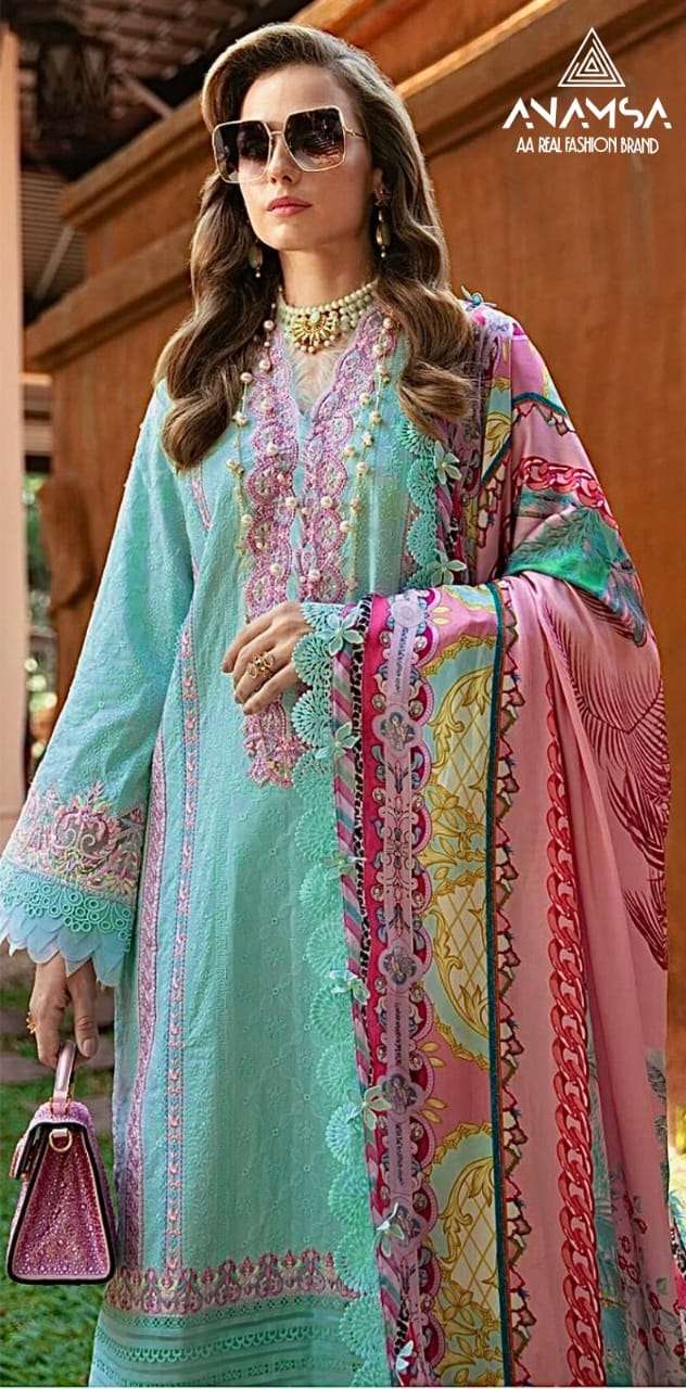 Anamsa 524 Jam Cotton Heavy Embroidered Sequence Work Suit