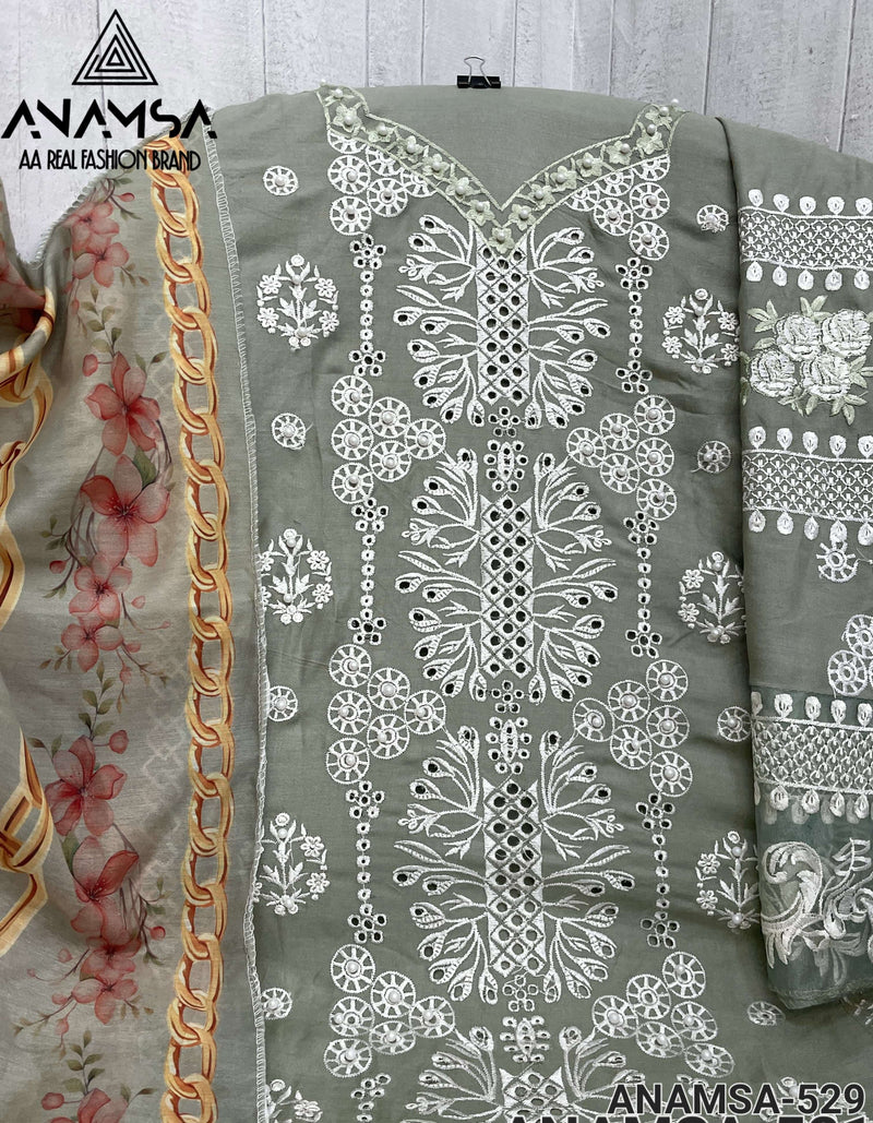 Anamsa 529 Rayon Cotton Heavy Embroidered Sequence Work Party Wear Suit