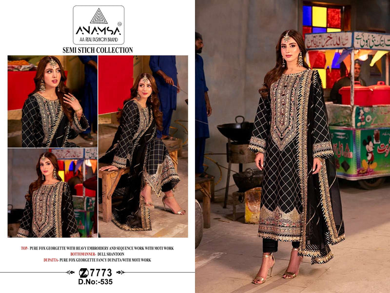 Anamsa 535 Fox Georgette Heavy Embroidered Sequence Work Party Wear Suit