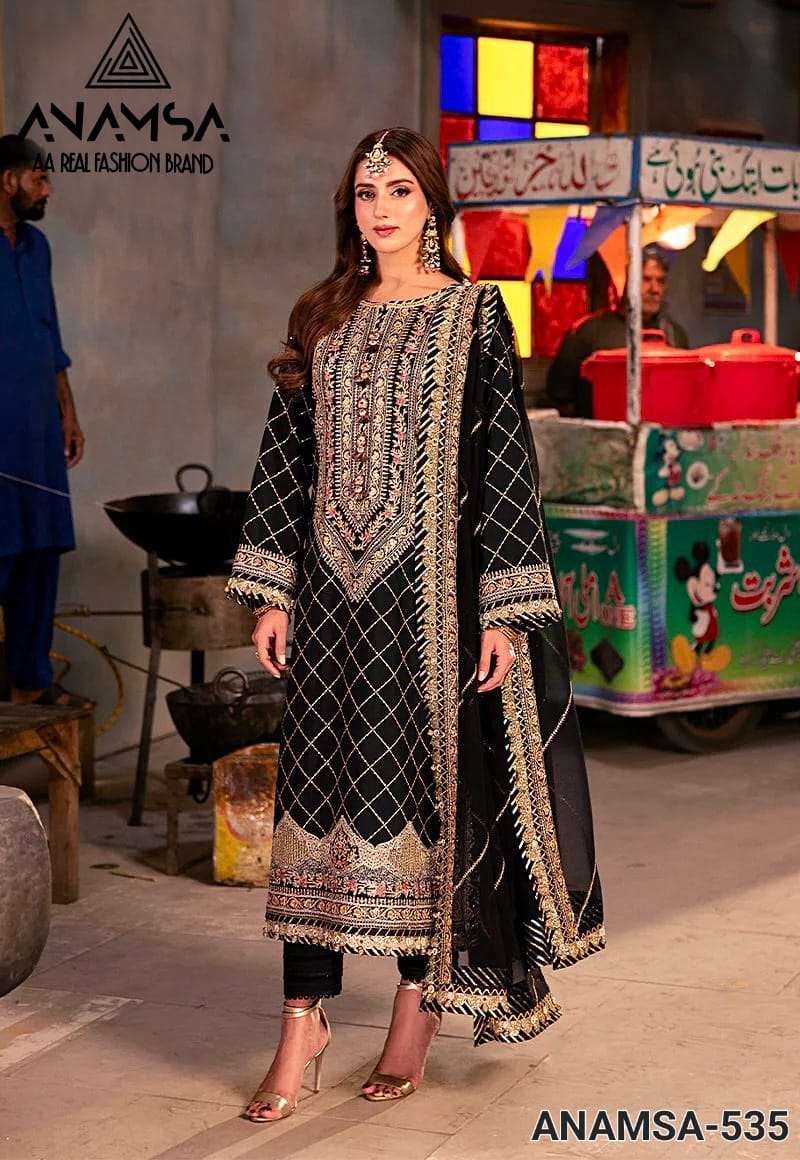 Anamsa 535 Fox Georgette Heavy Embroidered Sequence Work Party Wear Suit