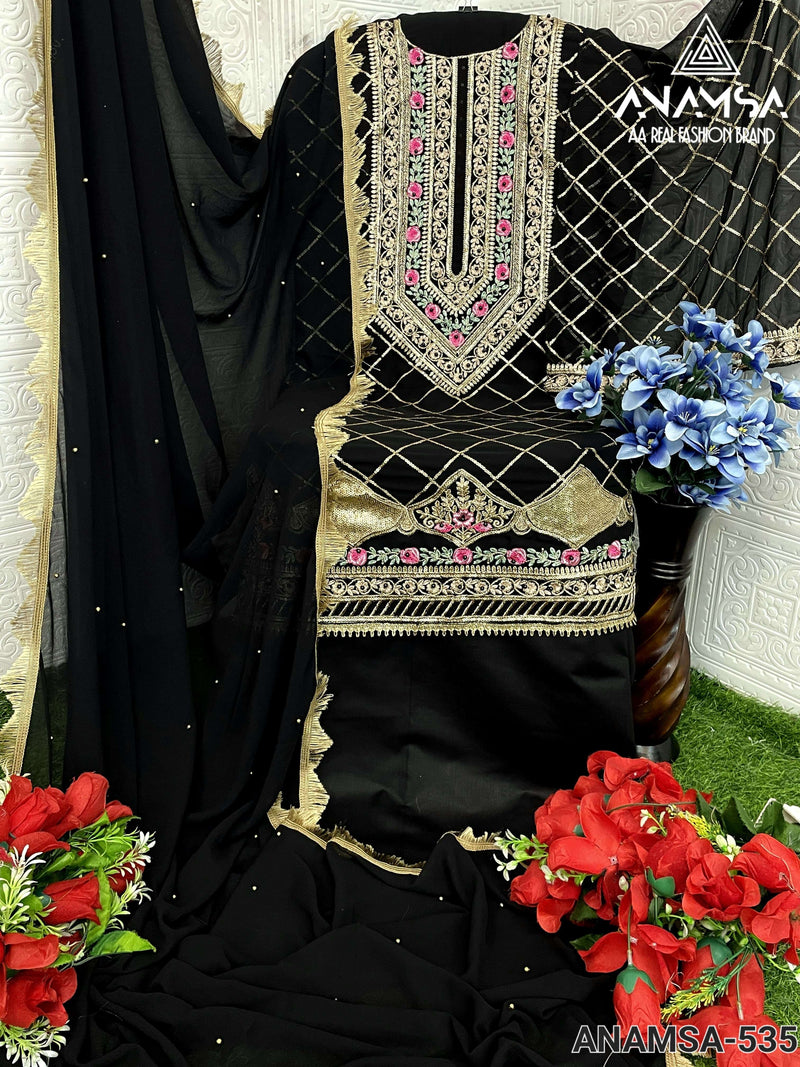 Anamsa 535 Fox Georgette Heavy Embroidered Sequence Work Party Wear Suit