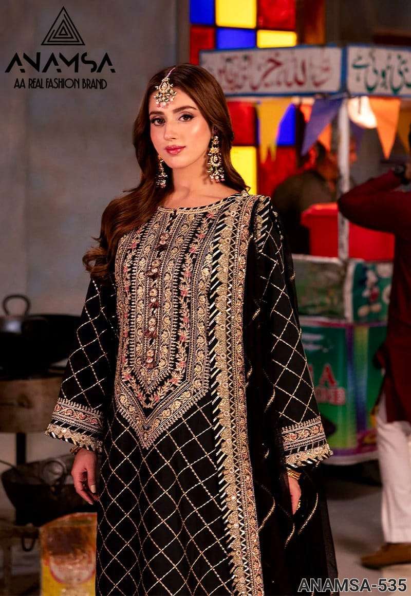 Anamsa 535 Fox Georgette Heavy Embroidered Sequence Work Party Wear Suit