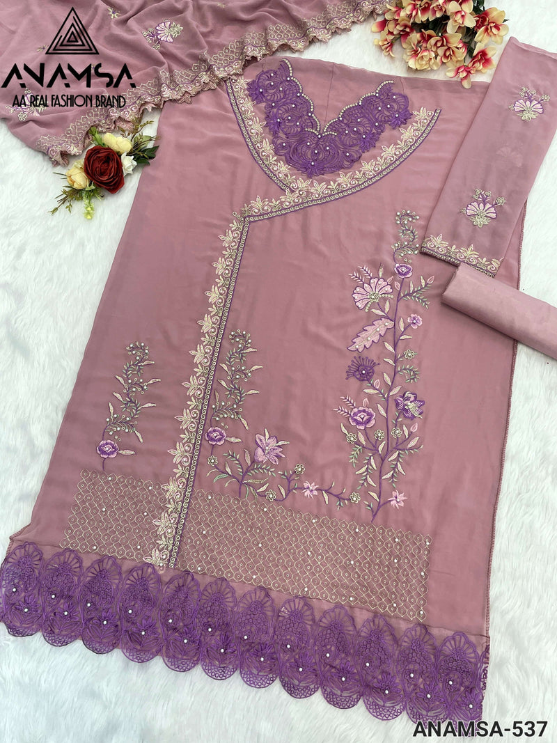 Anamsa 537 Fox Georgette Heavy Embroidered Sequence Work Party Wear Suit