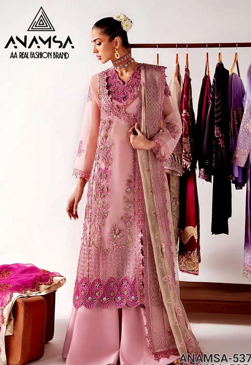 Anamsa 537 Fox Georgette Heavy Embroidered Sequence Work Party Wear Suit