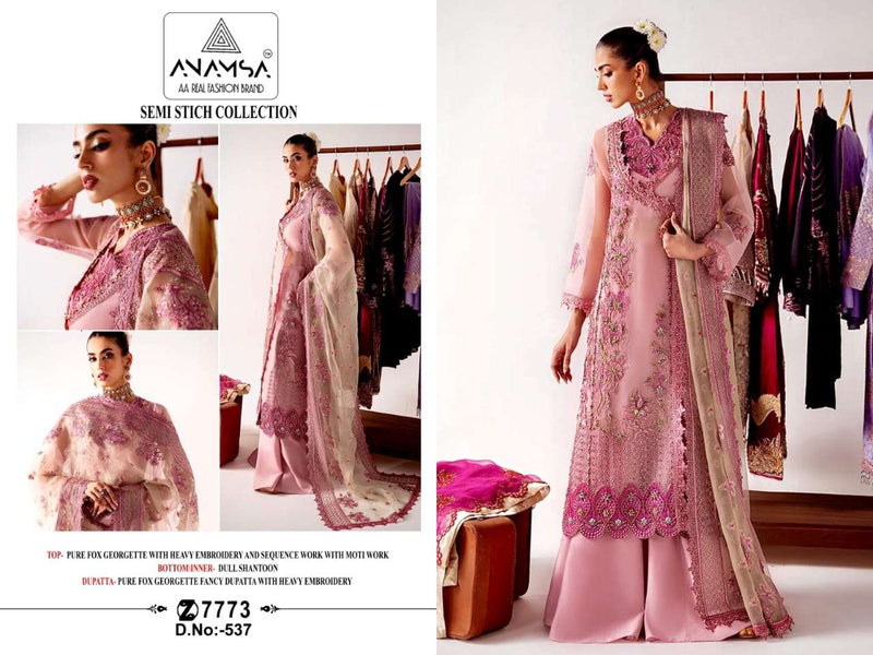 Anamsa 537 Fox Georgette Heavy Embroidered Sequence Work Party Wear Suit