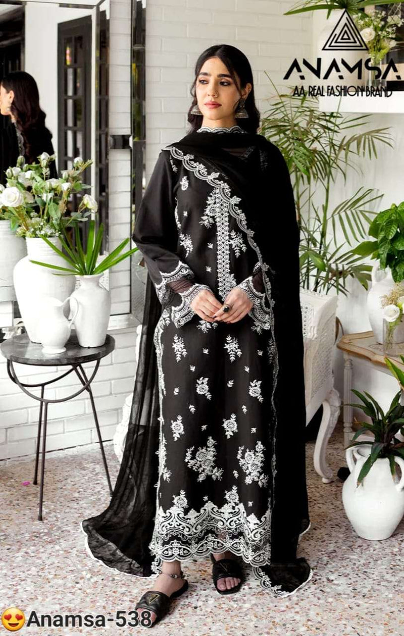 Anamsa 538 Fox Georgette Heavy Embroidered Suit