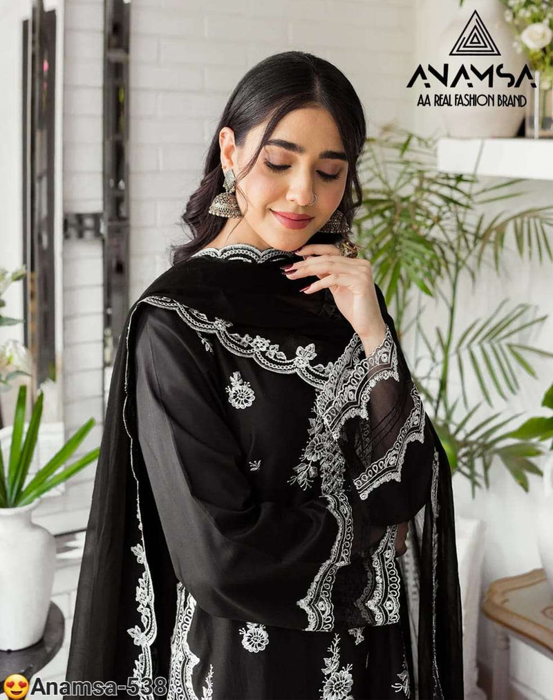 Anamsa 538 Fox Georgette Heavy Embroidered Suit