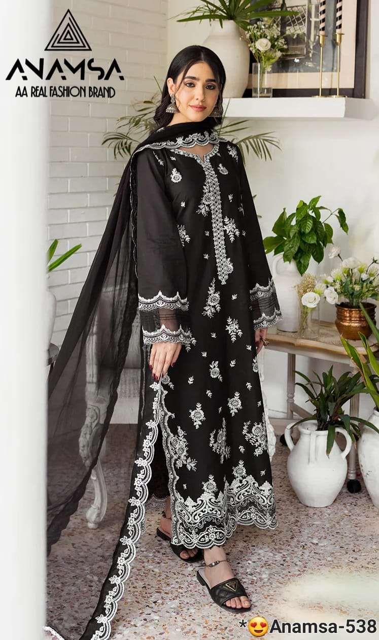 Anamsa 538 Fox Georgette Heavy Embroidered Suit