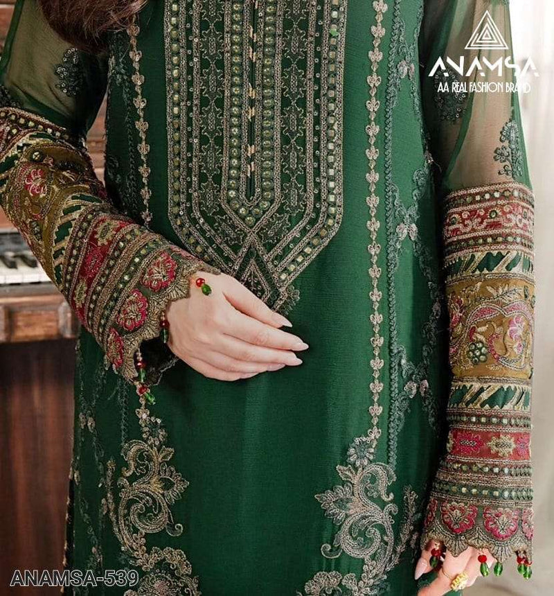 Anamsa 539 Fox Georgette Heavy Embroidered Party Wear Suit