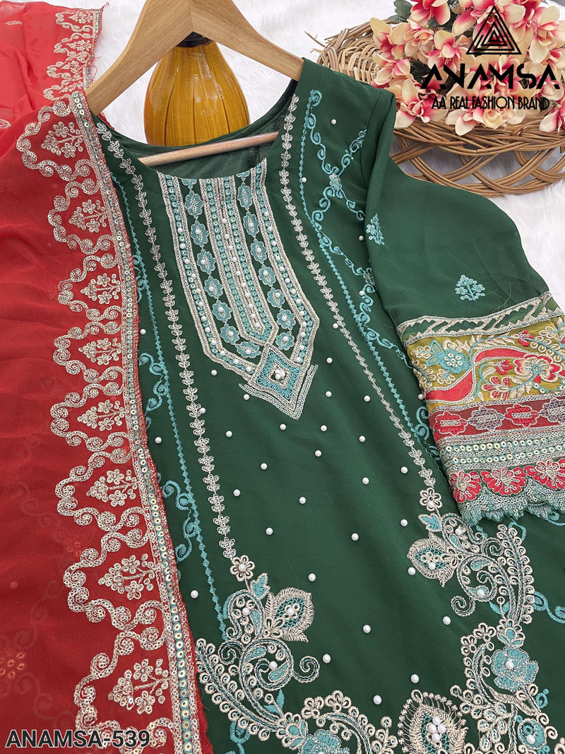 Anamsa 539 Fox Georgette Heavy Embroidered Party Wear Suit