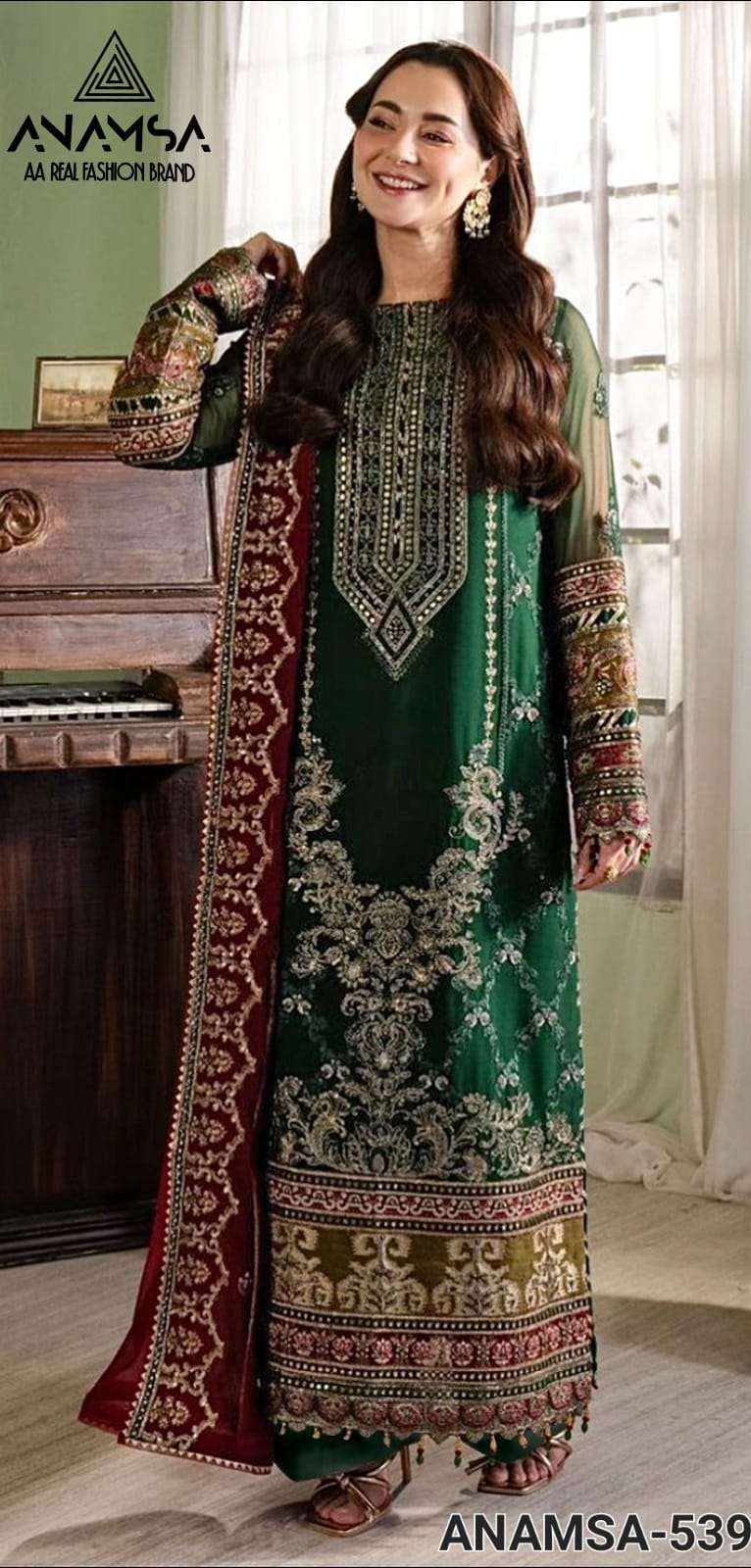 Anamsa 539 Fox Georgette Heavy Embroidered Party Wear Suit