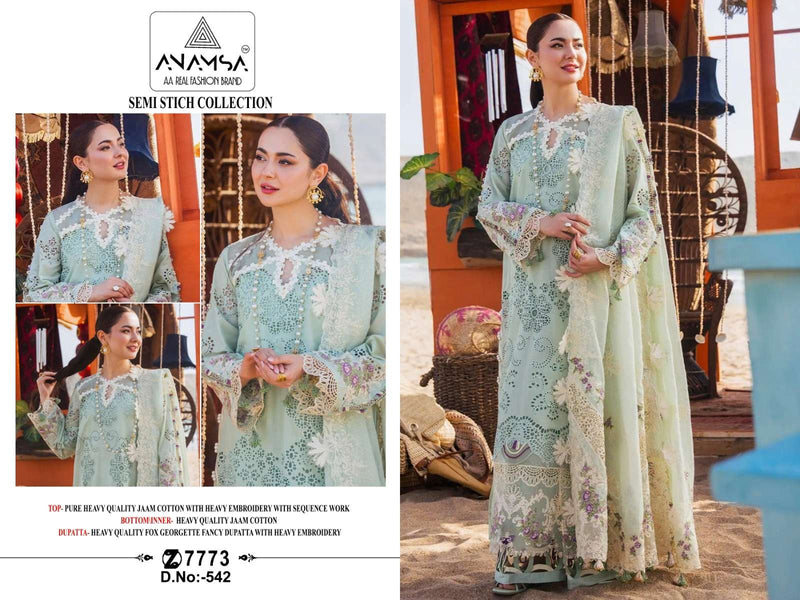 Anamsa 542 Jaam Cotton Heavy Embroidered Fancy Salwar Suit