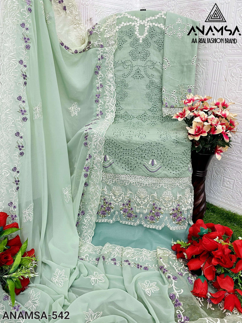 Anamsa 542 Jaam Cotton Heavy Embroidered Fancy Salwar Suit