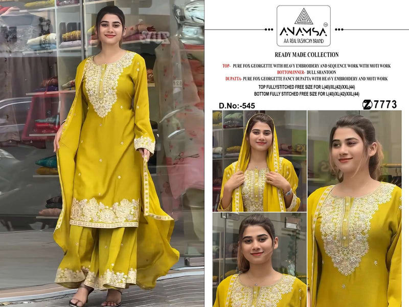 Anamsa 545 Fox Georgette Heavy Embroidered Sequence Work Designer Suit