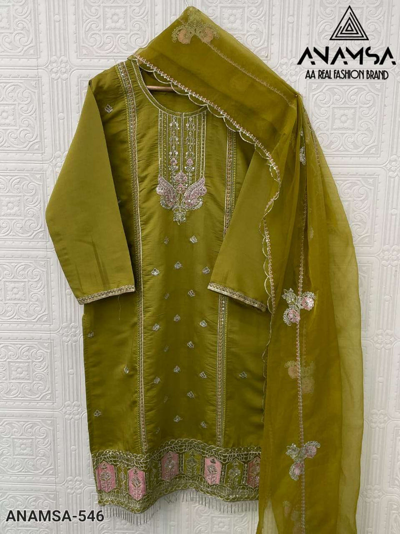 Anamsa 546 Roman Silk Heavy Embroidered Designer Suit