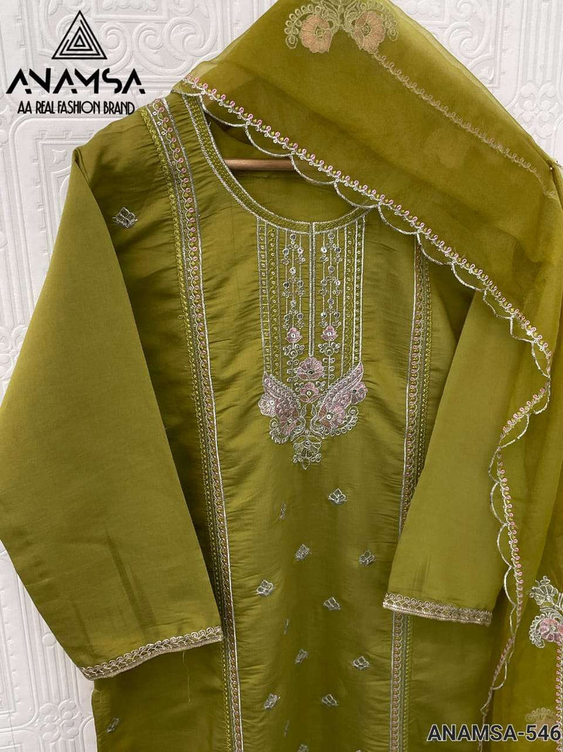 Anamsa 546 Roman Silk Heavy Embroidered Designer Suit