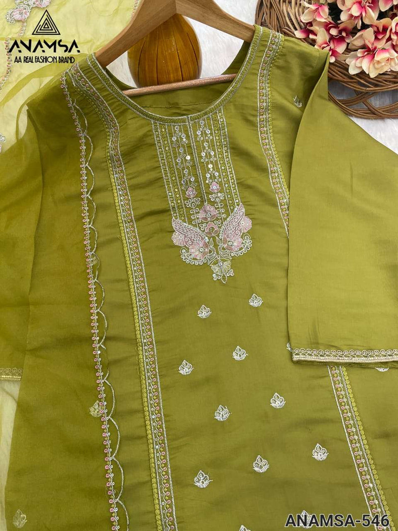 Anamsa 546 Roman Silk Heavy Embroidered Designer Suit