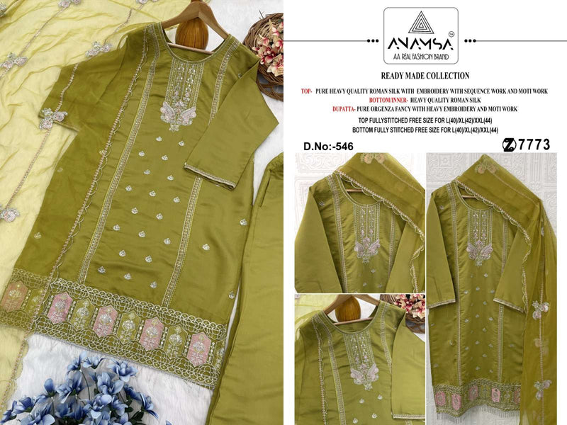 Anamsa 546 Roman Silk Heavy Embroidered Designer Suit