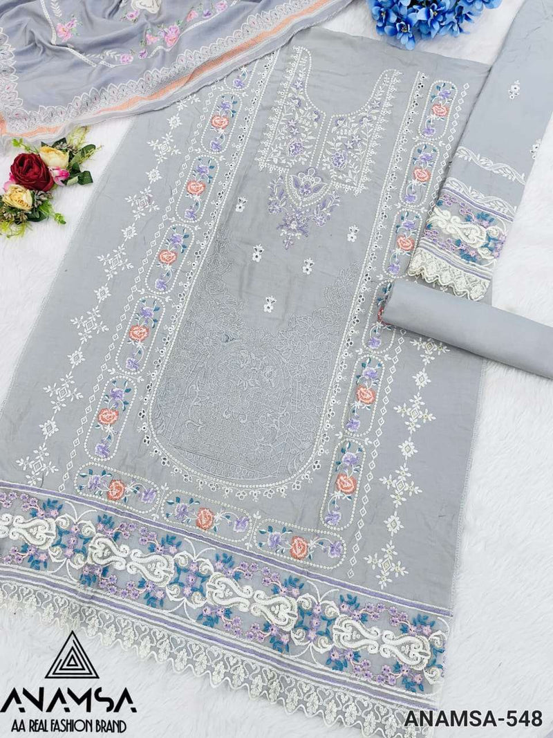 Anamsa 548 Rayon Cotton Heavy Embroidered Fancy Suit