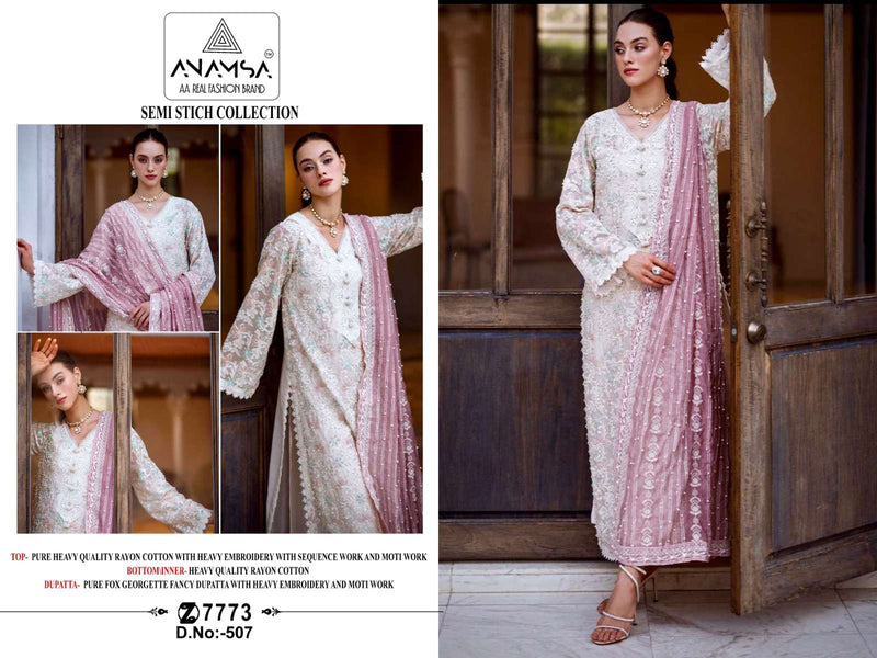 Anamsa D No 507 Cotton Embroidered Sequence Moti Work Designer Suit