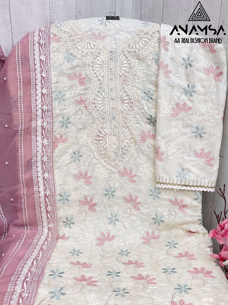 Anamsa D No 507 Cotton Embroidered Sequence Moti Work Designer Suit