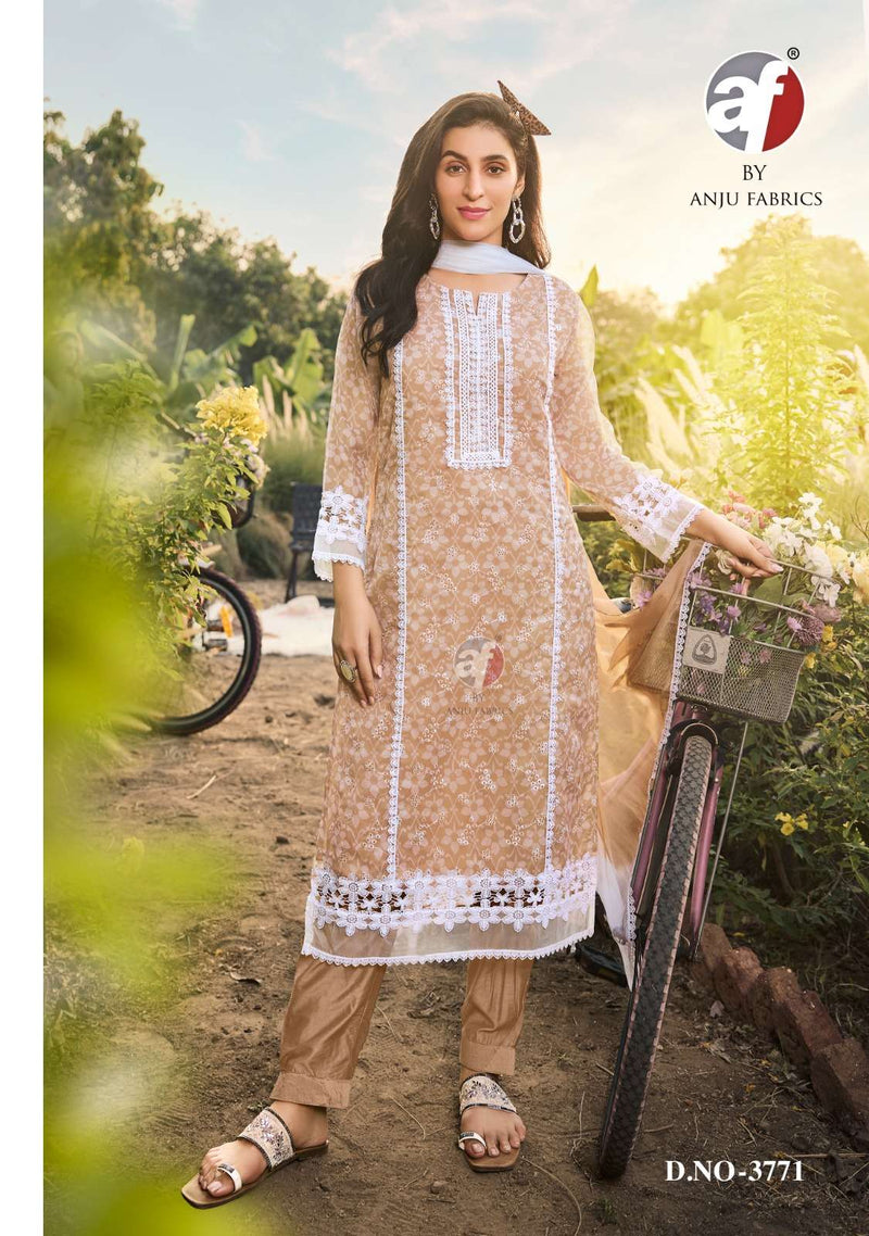 Anju Fabrics Affair Vol 2 Organza Shiffli With Digital Print Designer Kurti Pant Dupatta Set