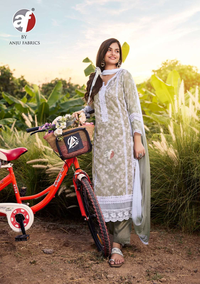 Anju Fabrics Affair Vol 2 Organza Shiffli With Digital Print Designer Kurti Pant Dupatta Set