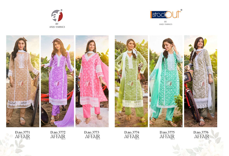 Anju Fabrics Affair Vol 2 Organza Shiffli With Digital Print Designer Kurti Pant Dupatta Set