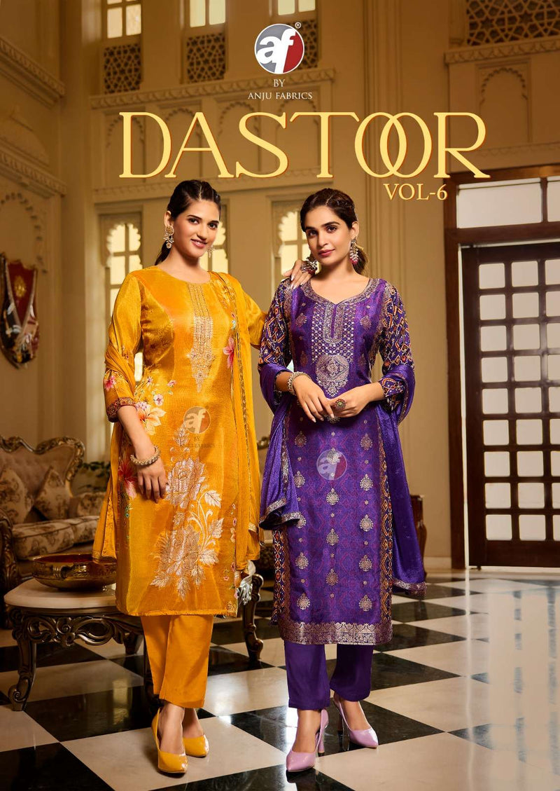 Anju Fabrics Dastoor Vol 6 Dola Jacquard Casual Wear Kurti Pant Dupatta Collection