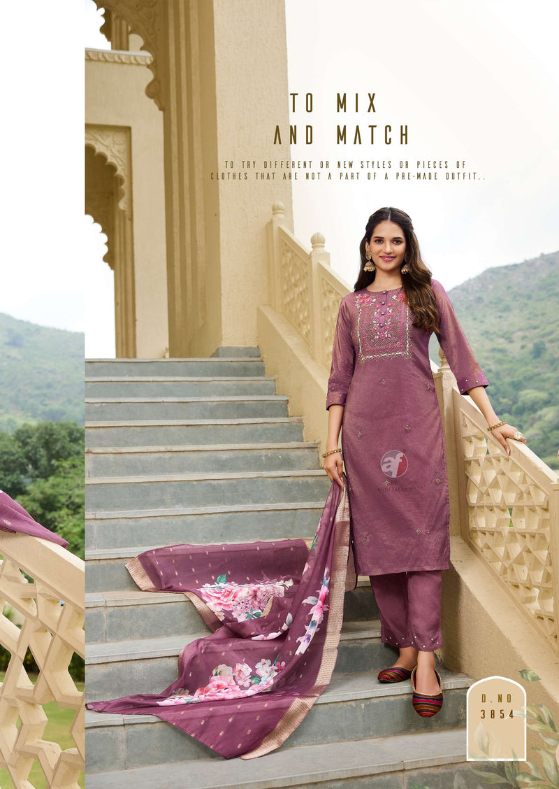 Anju Fabrics Mayra Vol 5 Shimmer Festiv Wear Kurti Pant Dupatta Set