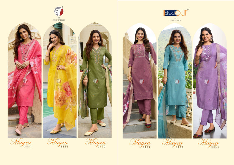 Anju Fabrics Mayra Vol 5 Shimmer Festiv Wear Kurti Pant Dupatta Set