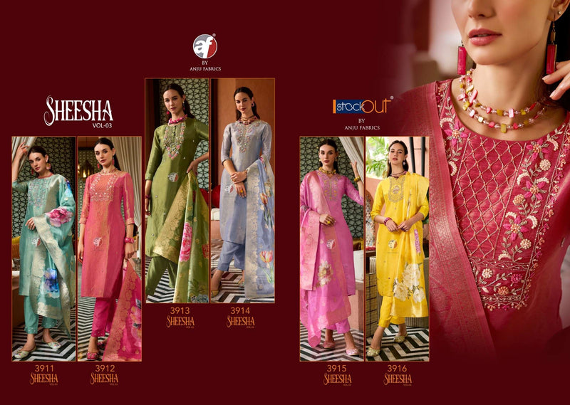 Anju Fabrics Sheesha Vol 3 Silk Designer Wedding Wear Kurti Pant Dupatta Set