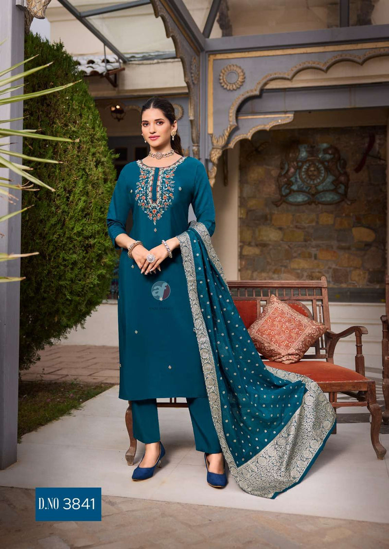 Anju Fabrics Vastra Vol 3 Silk Designer Kurti Pant Jacquard Dupatta Set