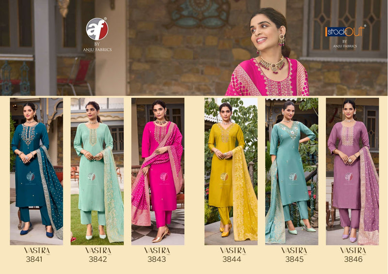 Anju Fabrics Vastra Vol 3 Silk Designer Kurti Pant Jacquard Dupatta Set