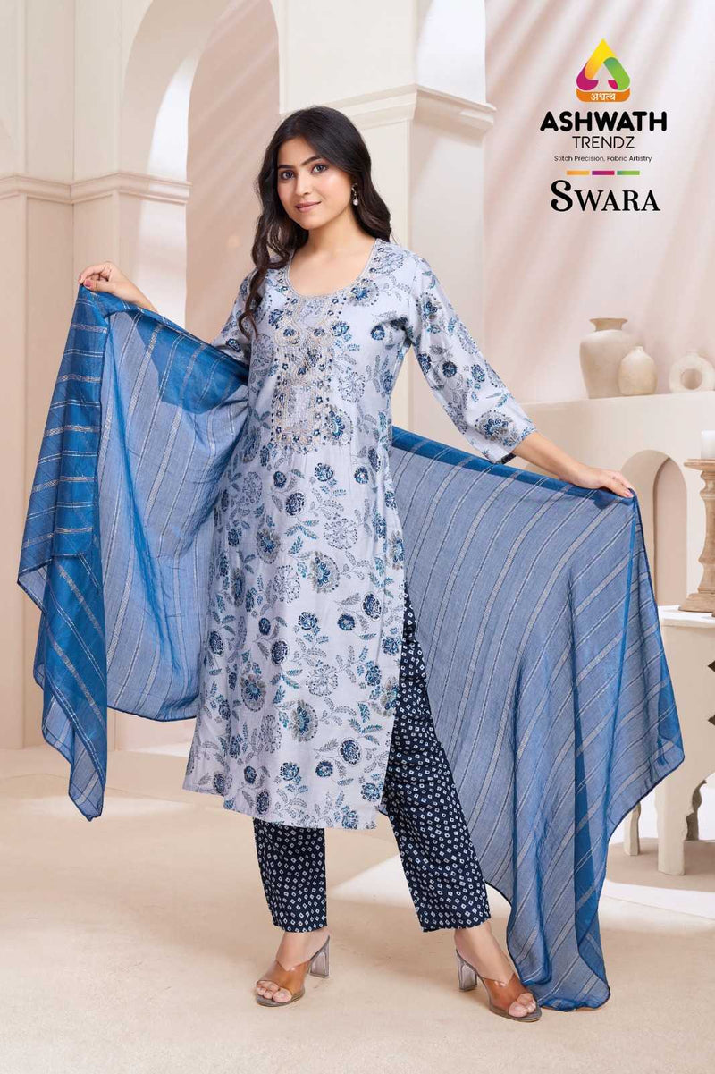 Ashwath Trendz Swara Modal Print Casual Wear Top Bottom Dupatta Set