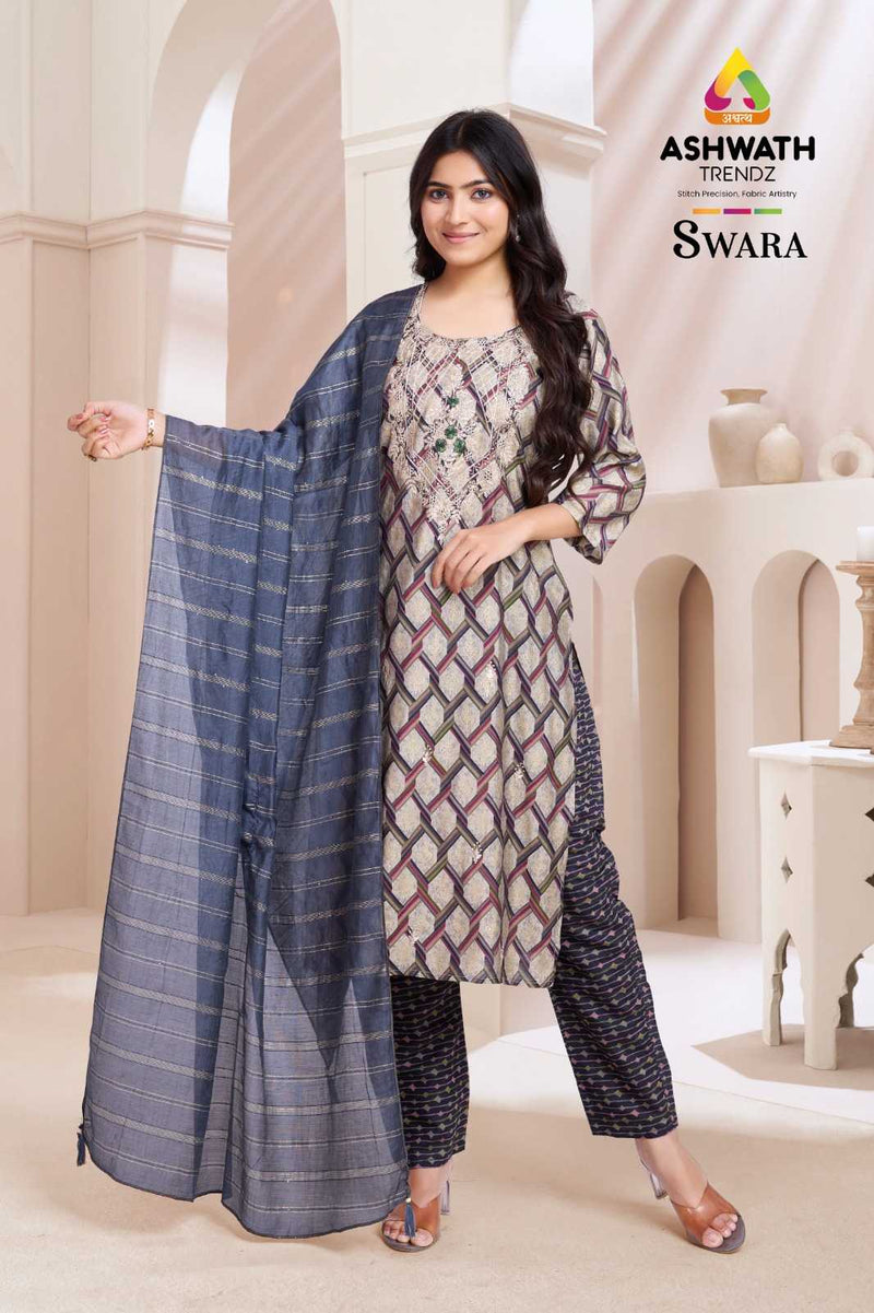 Ashwath Trendz Swara Modal Print Casual Wear Top Bottom Dupatta Set