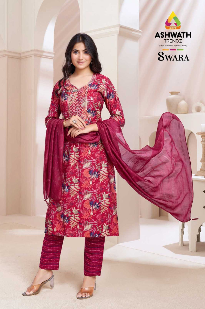 Ashwath Trendz Swara Modal Print Casual Wear Top Bottom Dupatta Set