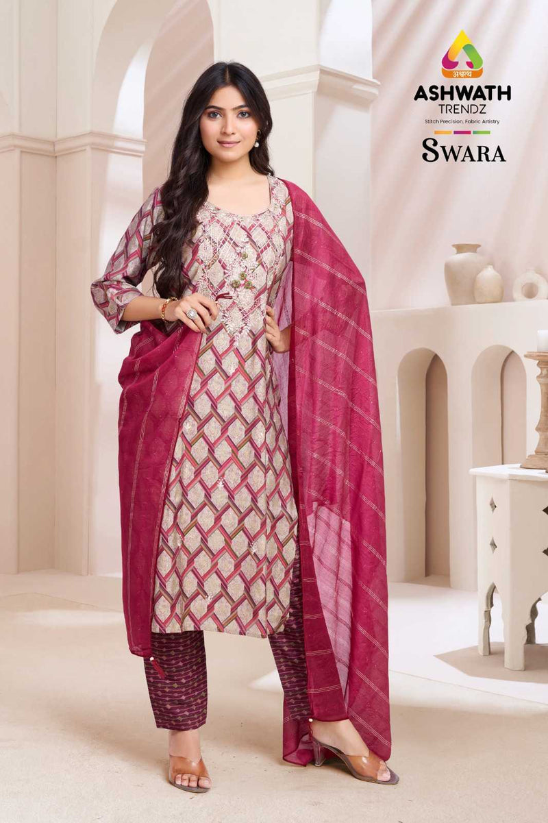 Ashwath Trendz Swara Modal Print Casual Wear Top Bottom Dupatta Set