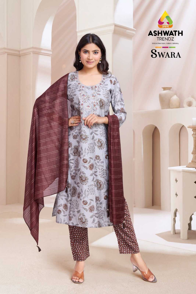 Ashwath Trendz Swara Modal Print Casual Wear Top Bottom Dupatta Set