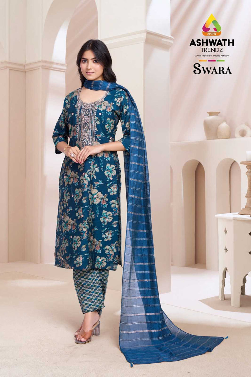 Ashwath Trendz Swara Modal Print Casual Wear Top Bottom Dupatta Set