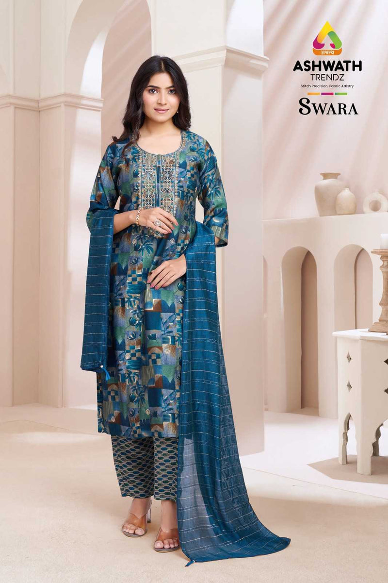 Ashwath Trendz Swara Modal Print Casual Wear Top Bottom Dupatta Set