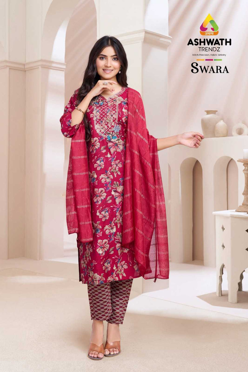 Ashwath Trendz Swara Modal Print Casual Wear Top Bottom Dupatta Set