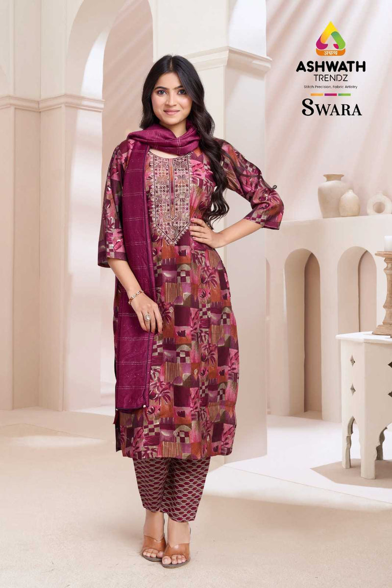 Ashwath Trendz Swara Modal Print Casual Wear Top Bottom Dupatta Set