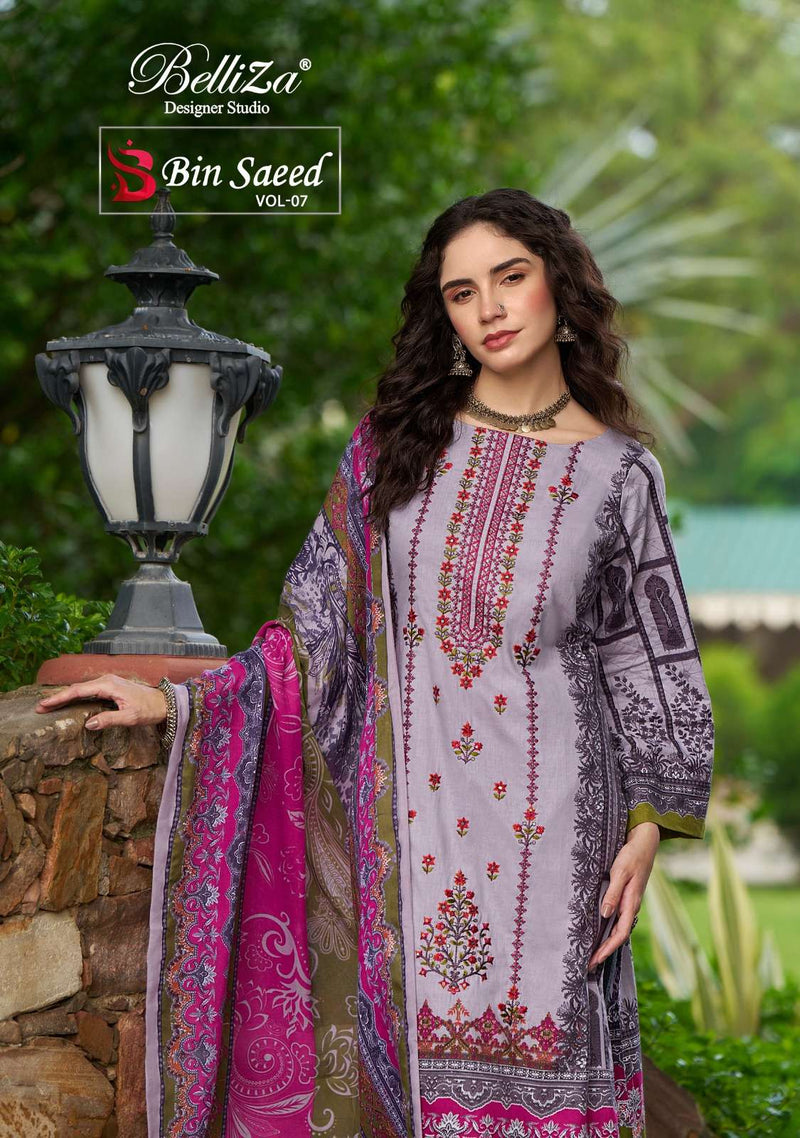 Belliza Designer Studio Bin Saeed Vol 7 Cotton Digital Print Fancy Suit