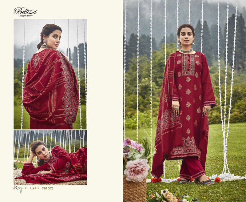 Belliza Designer Studio Gulbano Pure Pashmina Jacquard Kani Work Suit