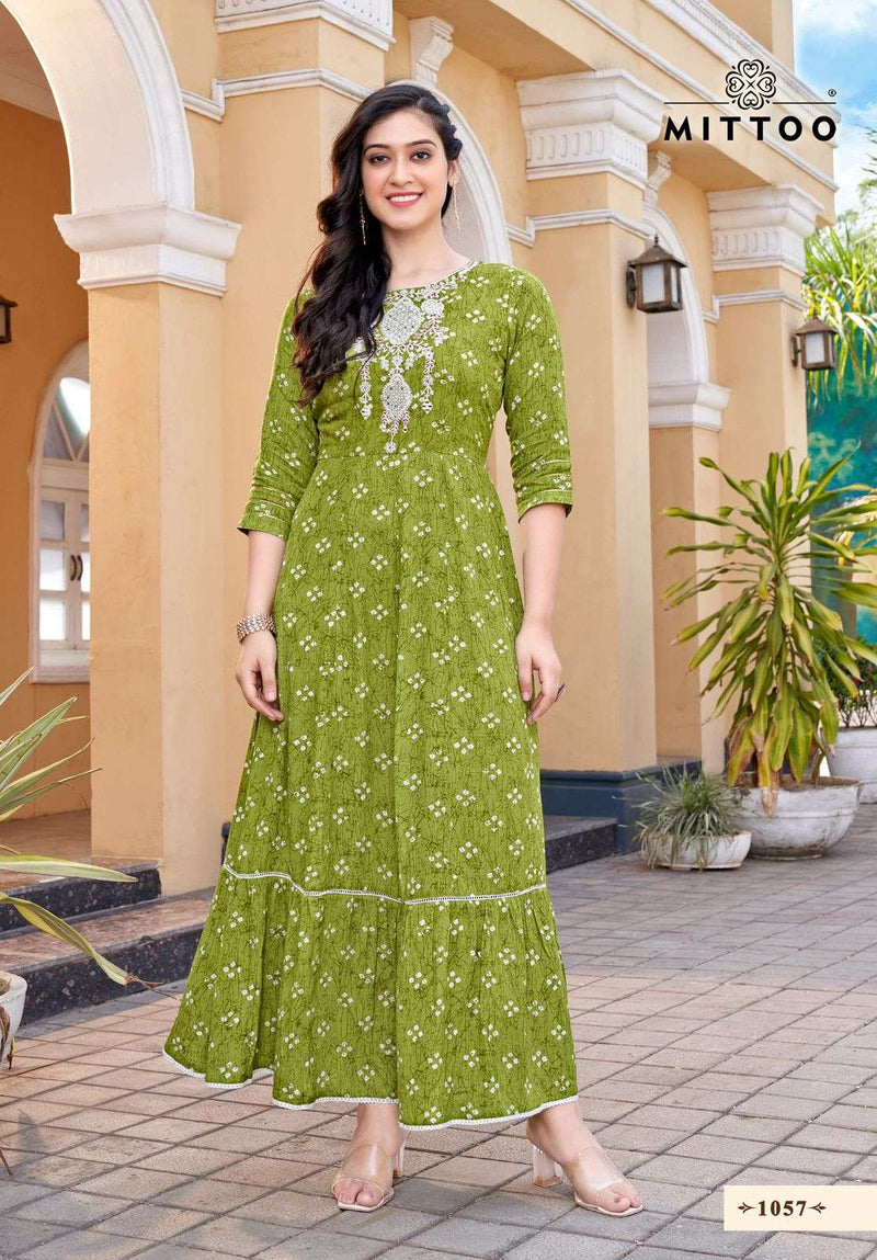 Mittoo Bindi Vol 2 Rayon Print Casual Wear Long Kurti