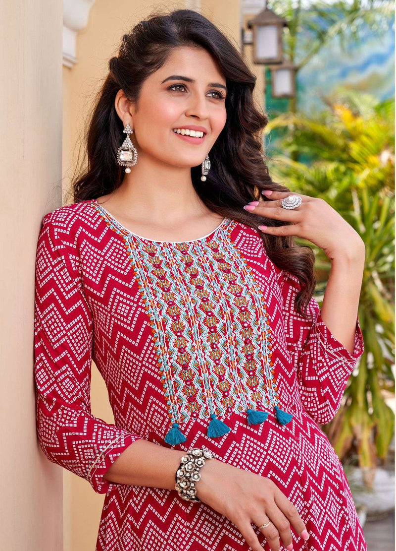 Mittoo Bindi Vol 2 Rayon Print Casual Wear Long Kurti