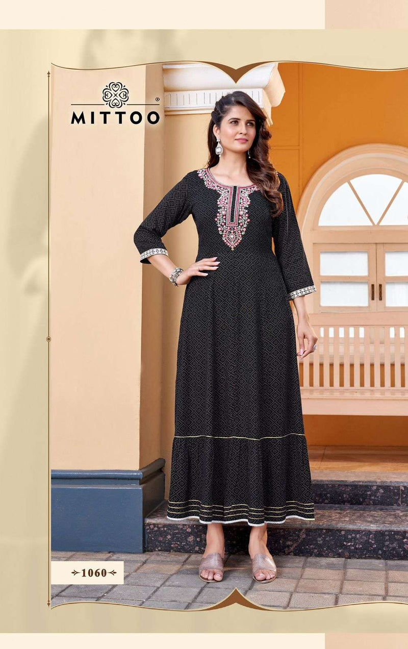 Mittoo Bindi Vol 2 Rayon Print Casual Wear Long Kurti