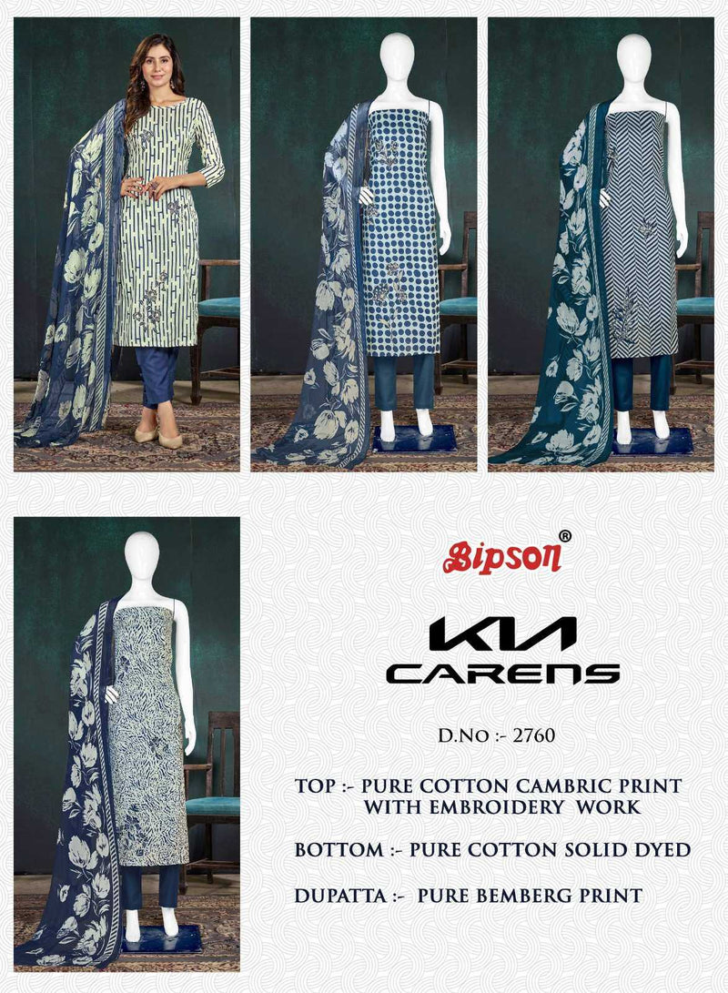 Bipson Fashion Kia Carens 2760 Cotton Print With Embroidery Work Unstitched Salwar Suit